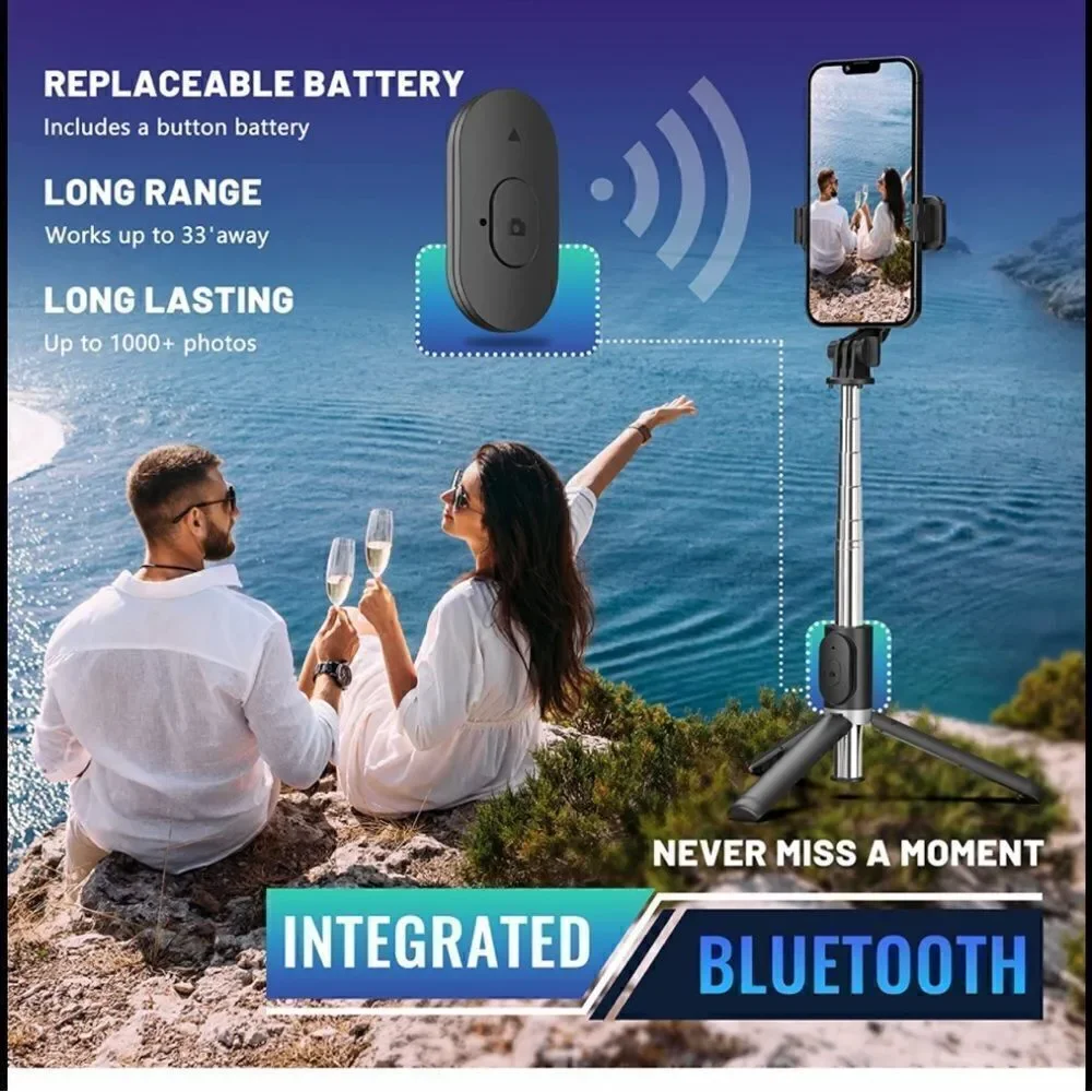 Live broadcast selfie stick hand held tripod with detachable wireless re…